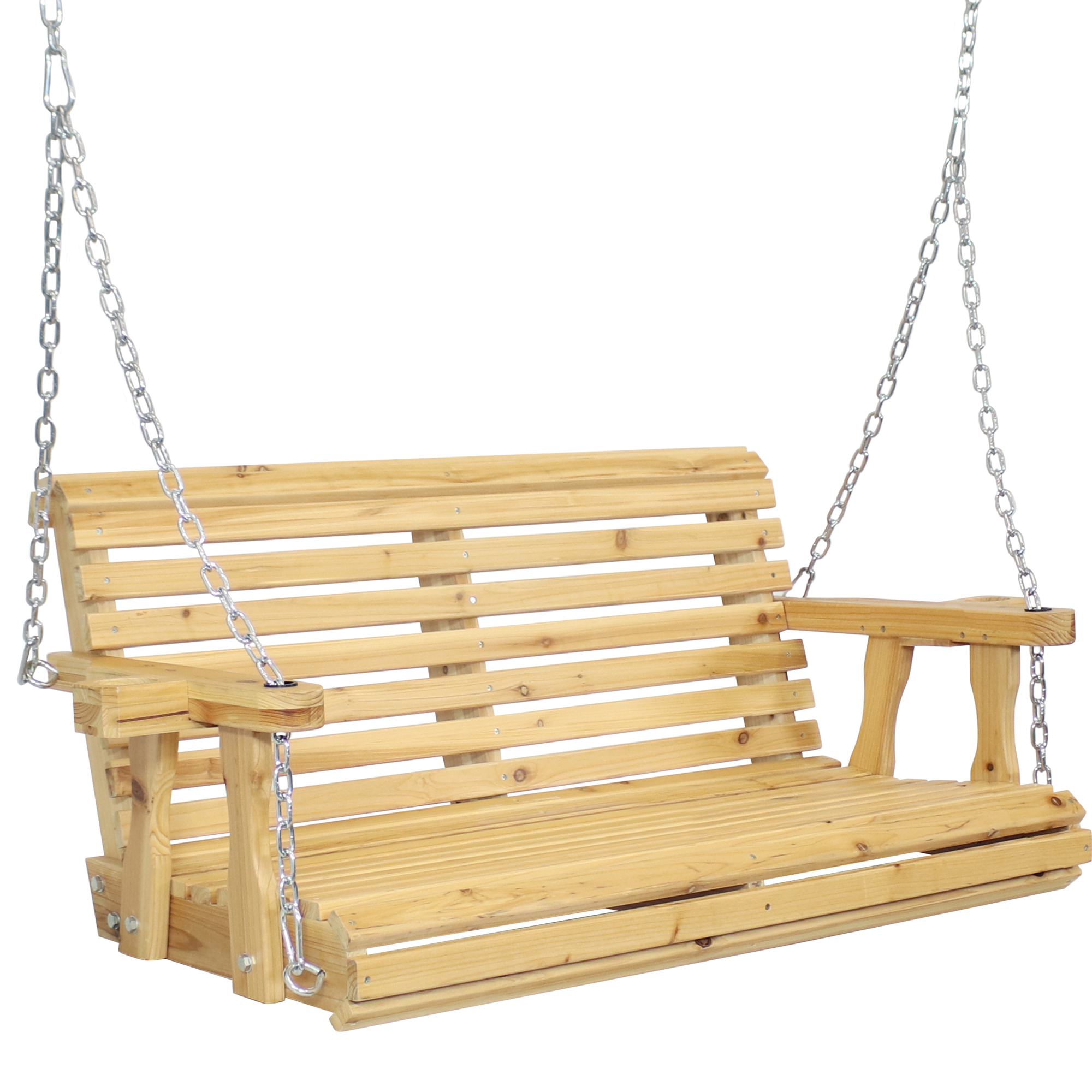 Sunnydaze Decor, Traditional Wooden Porch Swing, Primary Color Brown, Material Wood, Width 58.5 in, Model# DSL-521